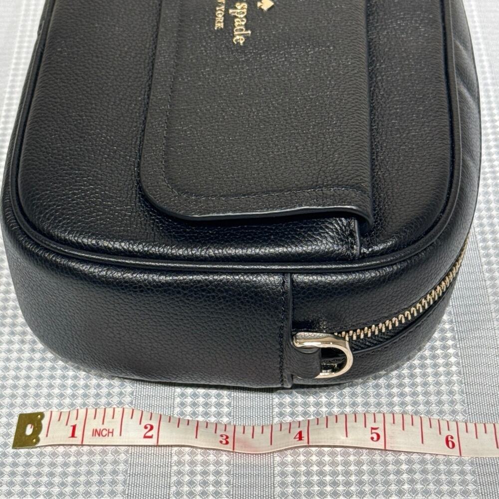 Kate Spade New York Rosie pebbled leather flap camera bag purse in black - Picture 14 of 14